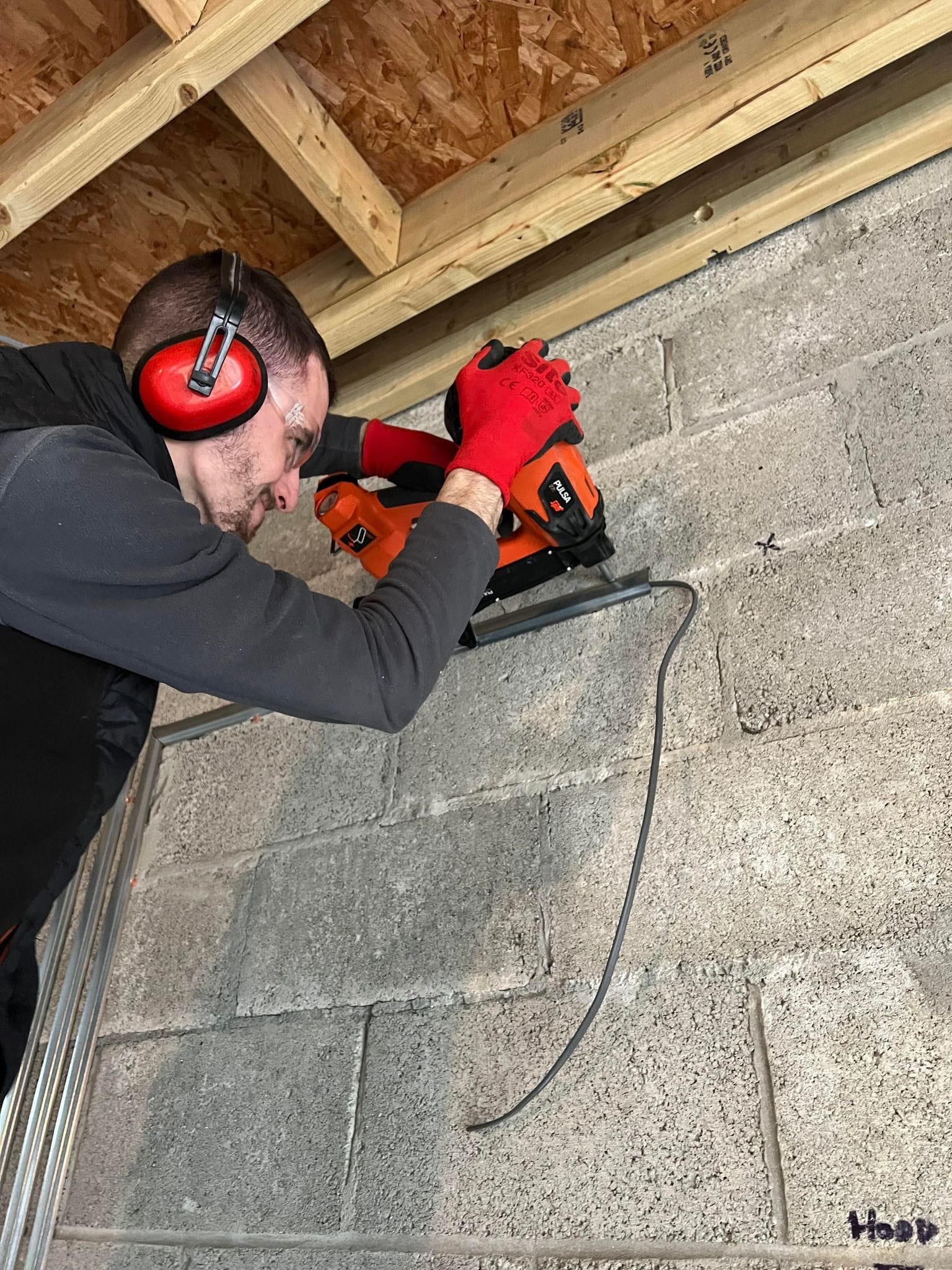 We use metal capping when walls are to be plasteredboarded and plastered to protect cables.